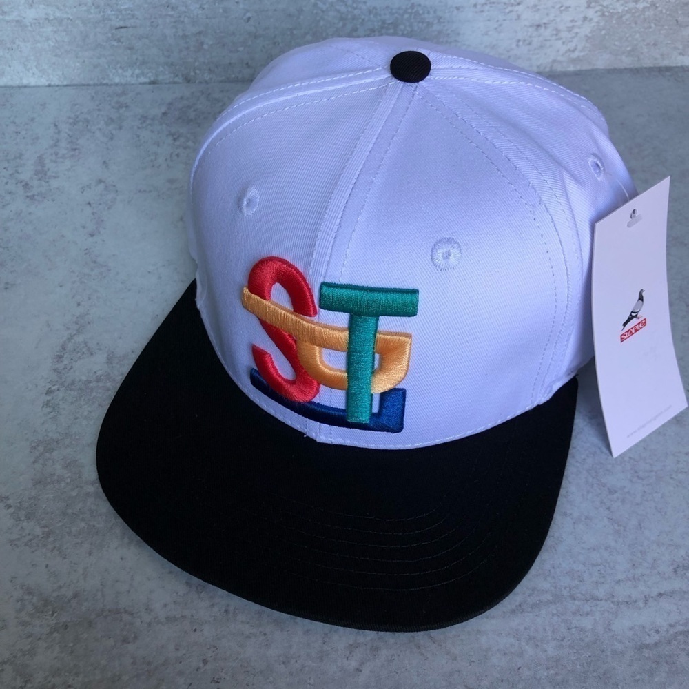 Staple SnapBack Cap White Multicolored Embroidered Hat One Size